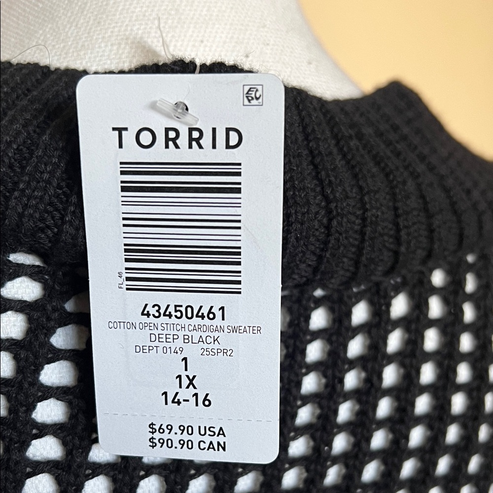 Torrid Open-Knit Black Button-Front Cardigan - Picture 4 of 4